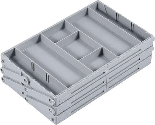 Multi Level Drawer Organizer,Collapsible Drawer Organizer,2/3 Drawer Organizer Multi Level Drawer Organizer with Adjustable Compartments Versatile Expandable Desk Organizer Trays (B)