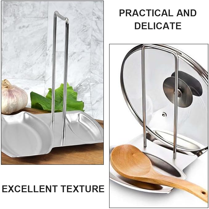 DOITOOL Stainless Steel Kitchen Utensil Rack with Lid and Spoon Stand Removable Organizer for Pots Pans and Cooking Utensils Easy-clean Stove-top Storage for Multi-tasking Cooking
