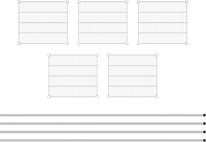 Commercial NSF Listed Chrome Stationary Wire Shelving Kit 21" x 24" x 96", with 5 Shelves Perfect for Warehouse, Walk-in Refrigerator, Freezer, Grocery Store, Restaurant, Dishroom