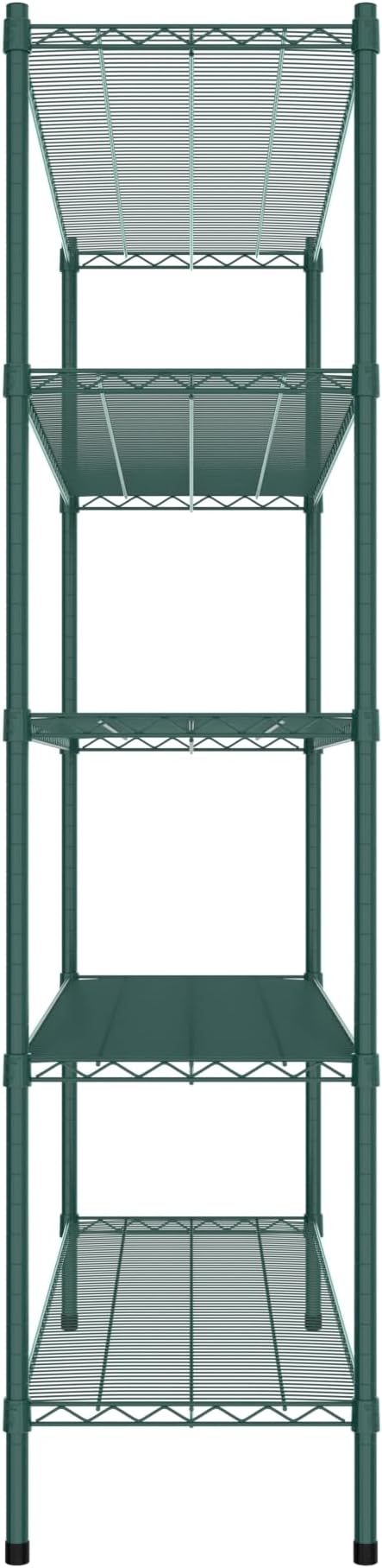 Commercial NSF Listed Green Epoxy Stationary Wire Shelving Kit 18" x 60" x 74", with 5 Shelves Perfect for Warehouse, Walk-in Refrigerator, Freezer, Grocery Store, Restaurant, Dishroom