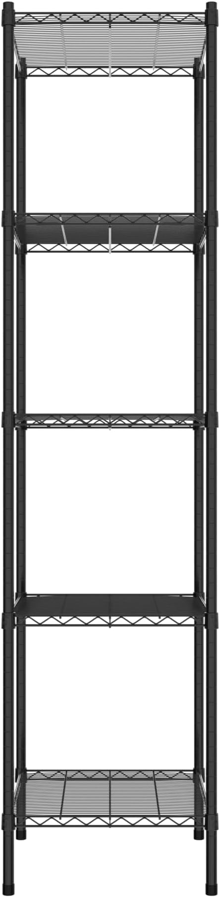 Commercial NSF Listed Black Epoxy Stationary Wire Shelving Kit 21" x 24" x 86", with 5 Shelves Perfect for Warehouse, Walk-in Refrigerator, Freezer, Grocery Store, Restaurant, Dishroom