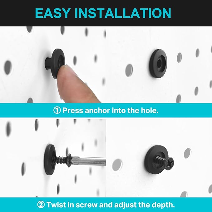 G.CORE Pegboard Peg Hooks Accessories - 40 Set Pegs with Inserts and Screw Fit 1/4 Pegboards Multi-Functional for Hanging and Mounting - Utility Tool Hanger Organizers (Small Size)