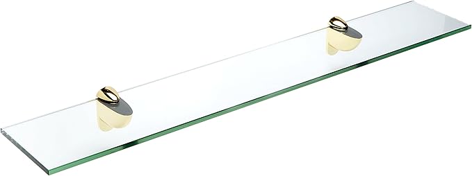 Spancraft Glass H-4.75x12-Brass Heron Glass Shelf, Brass, 4.75" x 12"