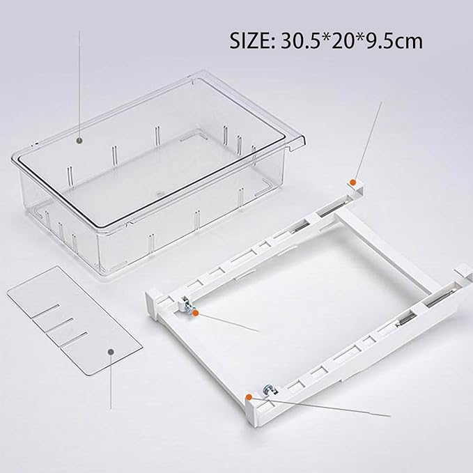 Refrigerator Drawer, Large Capacity Transparent Rectangular Fridge Under Shelf Drawer Fridge Organizer Bin For Cheese, Deli Meat, Drinks, Fruit, Vegetable