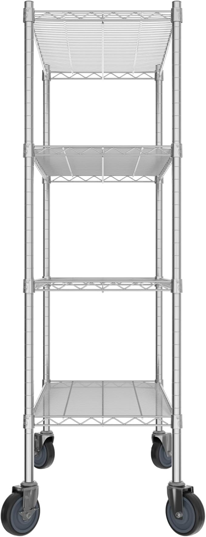 Commercial NSF Listed Chrome Mobile Wire Shelving Kit 18" x 36" x 60", with 4 Shelves Perfect for Warehouse, Walk-in Refrigerator, Freezer, Grocery Store, Restaurant, Dishroom