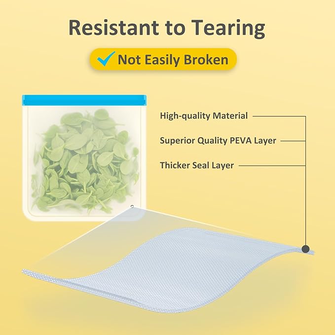 24 Pack Reusable PEVA Food Storage Bags Gallon Freezer Bags, Leak-proof Ziplock Bags for Meal Prep, Travel, Reusable Sandwich Bags for Home Organiz- 6 Gallon 6 Large 6 Quart 3 Sandwich 3 Snack Bags