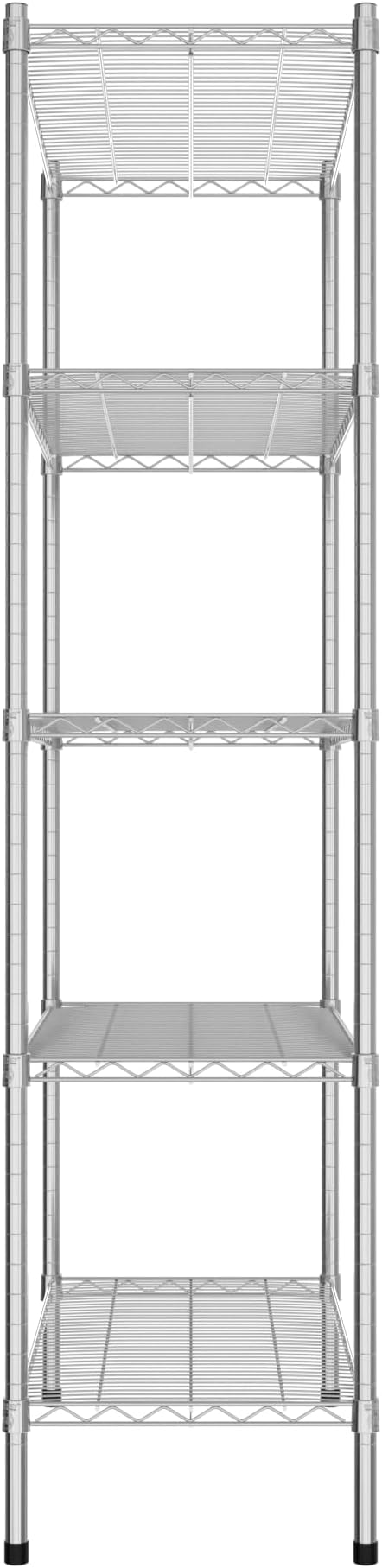 Commercial NSF Listed Chrome Stationary Wire Shelving Kit 18" x 36" x 74", with 5 Shelves Perfect for Warehouse, Walk-in Refrigerator, Freezer, Grocery Store, Restaurant, Dishroom