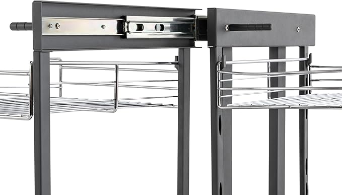 Opening Blind Corner Pull Out Organizer 11-inch, 2 Tier 4 Shelf Kitchen Cabinet Organizer, Chrome Carbon Steel Storage Basket, Slide Out Storage Organizers, Left & Right Open Compatible