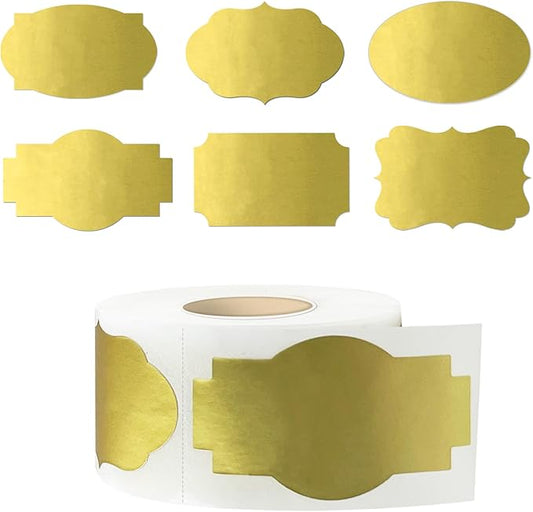 350 PCS Fancy Shape Stickers, 2" x 1.2" Gold Labels for Home, Office, Kitchen, Gifts, Jars, Food Craft