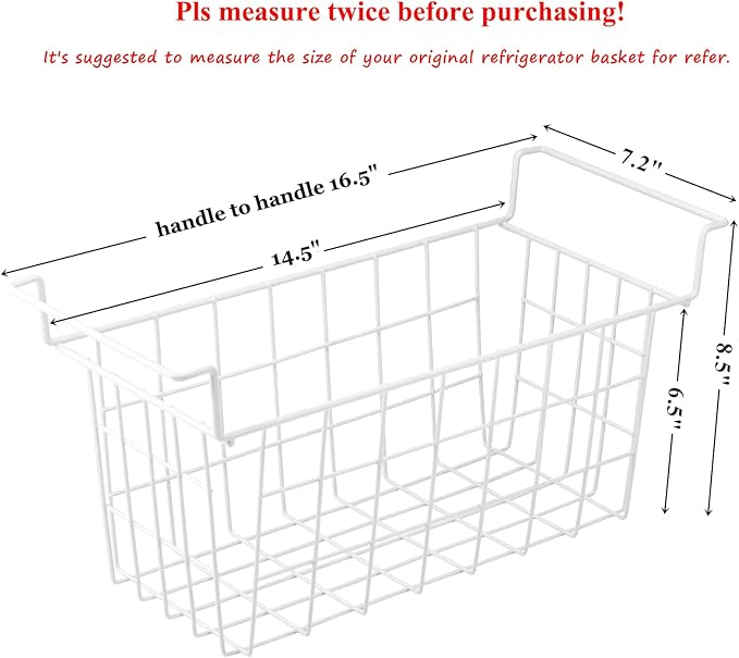 Homics Chest Freezer Baskets 16.5 Inch, Chest Freezer Organizer Bins Metal Wire Storage Baskets with Hanging Handles for Deep Freezer, Set of 2