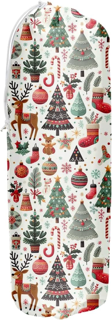 Christmas Tree Plastic Bag Holder & Dispenser - Organizer for Kitchen, Home, Office & Garages - Holiday/Festive Plastic Bags Storage