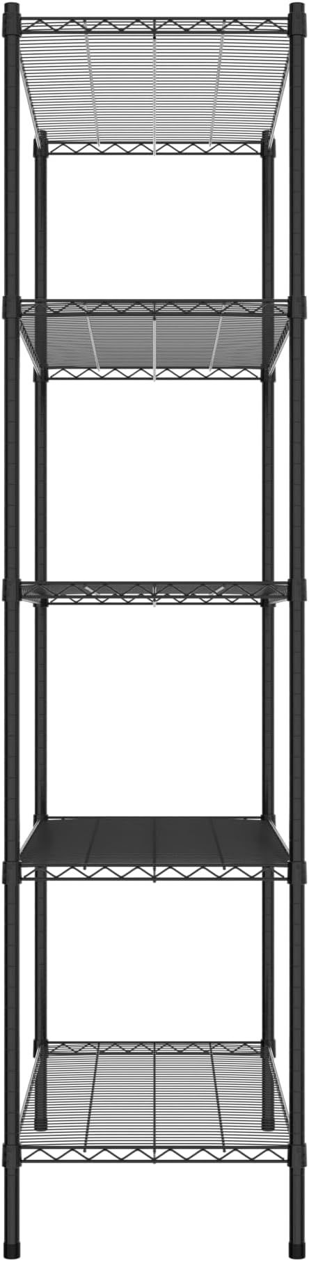 Commercial NSF Listed Black Epoxy Stationary Wire Shelving Kit 21" x 42" x 86", with 5 Shelves Perfect for Warehouse, Walk-in Refrigerator, Freezer, Grocery Store, Restaurant, Dishroom