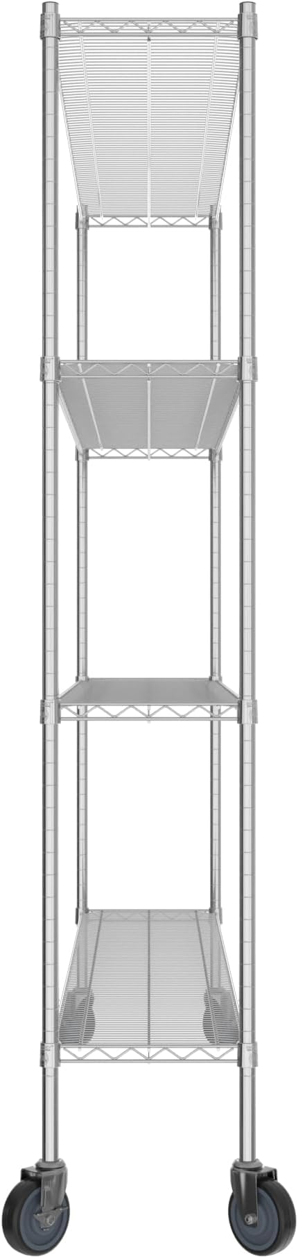 Commercial NSF Listed Chrome Mobile Wire Shelving Kit 14" x 72" x 80", with 4 Shelves Perfect for Warehouse, Walk-in Refrigerator, Freezer, Grocery Store, Restaurant, Dishroom