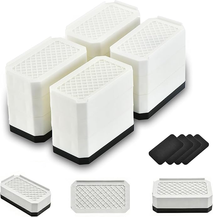 Rectangle Bed Risers Furniture Risers Heavy-Duty Rectangular Adjustable Block Lift to 3 inches and 4.3 inches Desk, Sofa, Chair Legs, Support up to 4000 pounds WH-3
