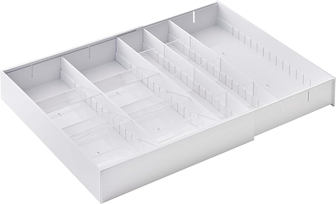 YAMAZAKI Home Tower Expandable Cutlery Kitchen Angled Utensils Storage Silverware Organizer Compact Drawer Insert Tray - Abs Plastic
