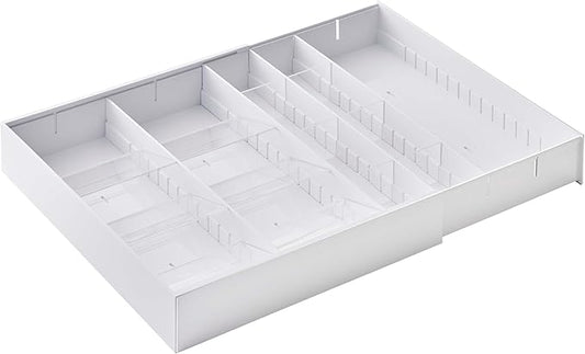 YAMAZAKI Home Tower Expandable Cutlery Kitchen Angled Utensils Storage Silverware Organizer Compact Drawer Insert Tray - Abs Plastic