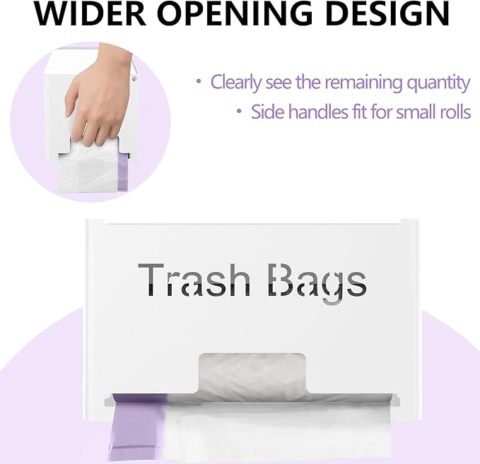 2-Pack Trash Bag Holder Dispenser, Stackable Garbage Bag Dispenser, Extra Large Trash Storage Organizer for Kitchen Laundry Under Sink, Wall Mounted or Freestanding, Metal White