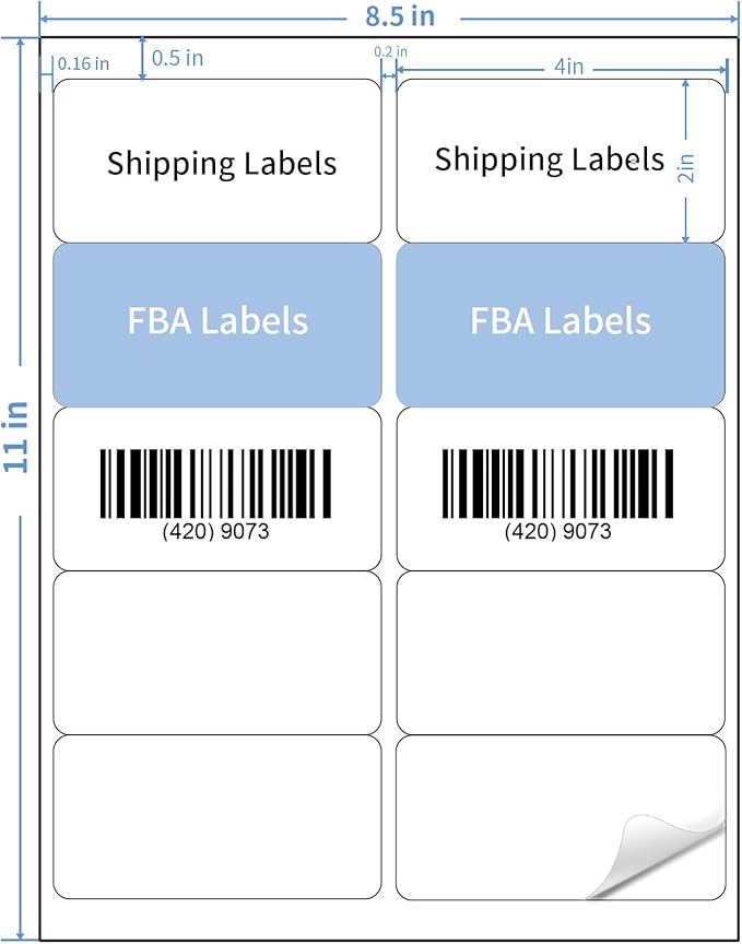 YEGAWEN Shipping Labels Stickers, 2"×4" Printable Mailing Label for Laser/Inkjet Printing- Matte White, Permanent Adhesive Labels Stickers