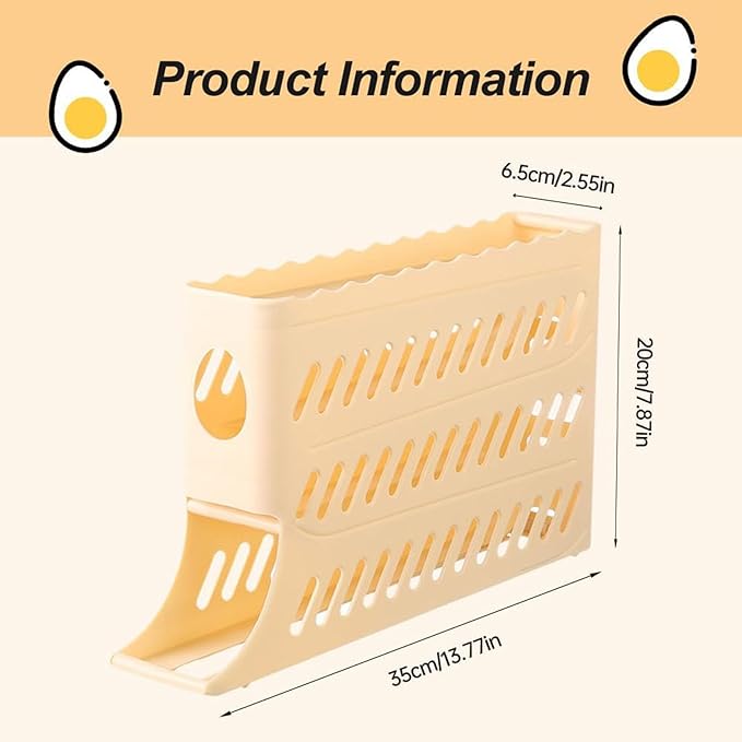 2026 New Egg Holder for Fridge, Automatic Rolling 2-Tier Large Capacity Egg Dispenser for Refrigerator, Space Saving 30 Eggs Storage Organizer for Kitchen Countertop & Cabinet (Yellow)