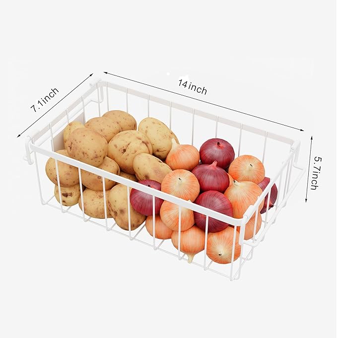 lonpute Freezer Organizer Bins With Tag, Stackable Freezer Baskets for Chest Freezer Sort Frozen Foods, Deep Freezer Organizer Bins with Handle Add Space Easy Reach, White Set of 6