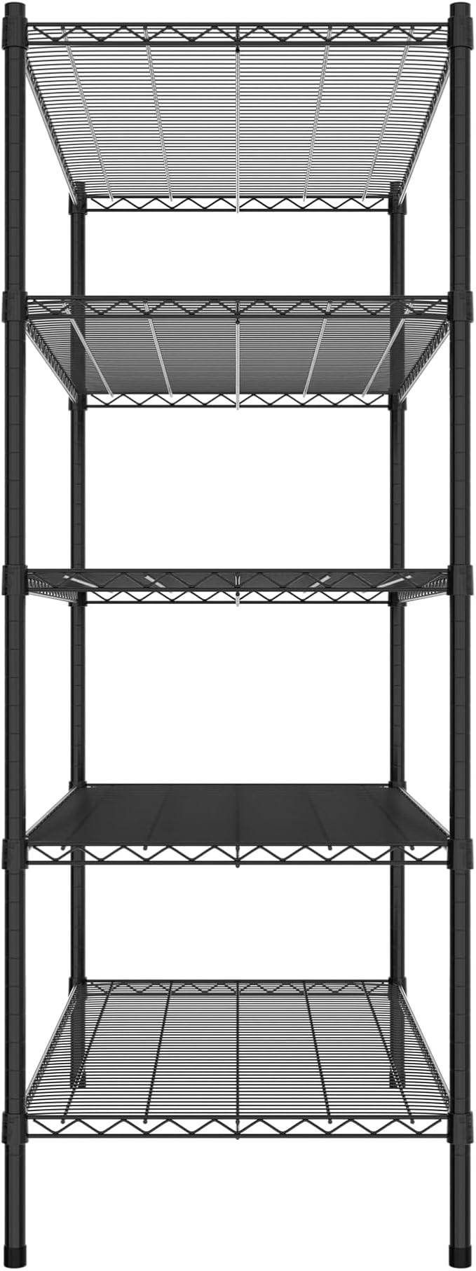 Commercial NSF Listed Black Epoxy Stationary Wire Shelving Kit 24" x 48" x 64", with 5 Shelves Perfect for Warehouse, Walk-in Refrigerator, Freezer, Grocery Store, Restaurant, Dishroom