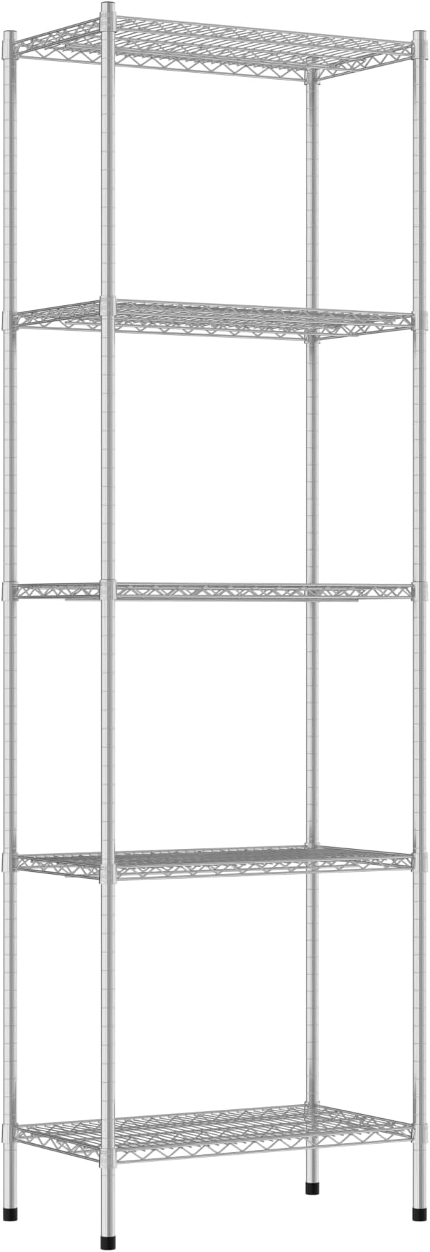 Commercial NSF Listed Chrome Stationary Wire Shelving Kit 18" x 30" x 96", with 5 Shelves Perfect for Warehouse, Walk-in Refrigerator, Freezer, Grocery Store, Restaurant, Dishroom