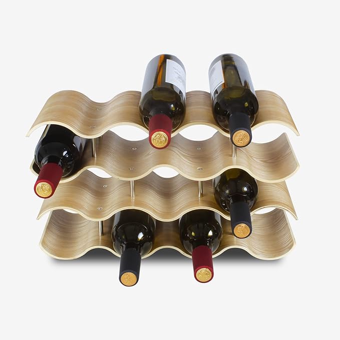 14 Bottles Wine Racks Countertop for Shelf, 4-Tier Wooden Wine Bottle Holder Stand, freestanding Wine Storage for Inside Cabinet Organizer for Home Décor, Bar and Pantry