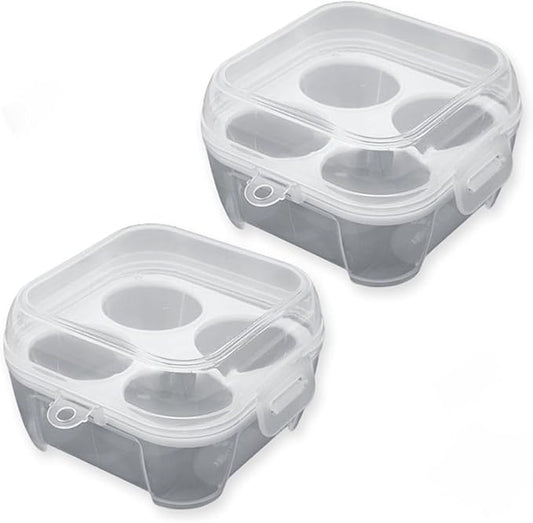 2 PCS Camping Egg Container, Portable Eggs Carrier for Outdoor, Hiking, Kitchen, Refrigerator, Trekking with Removable Dividers (4-Compartment)