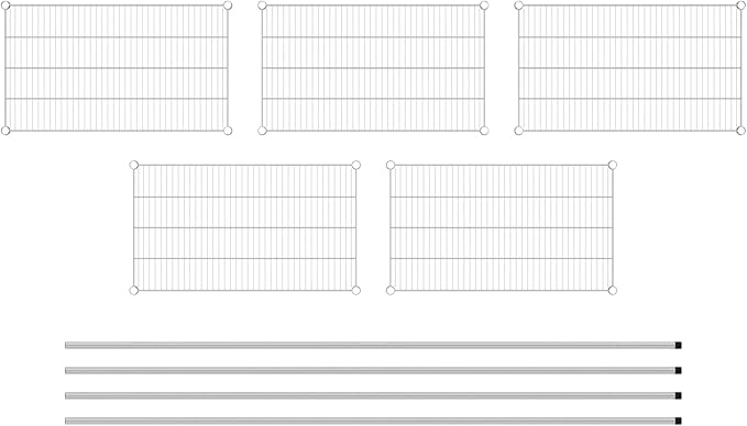 Commercial NSF Listed Chrome Stationary Wire Shelving Kit 21" x 36" x 96", with 5 Shelves Perfect for Warehouse, Walk-in Refrigerator, Freezer, Grocery Store, Restaurant, Dishroom