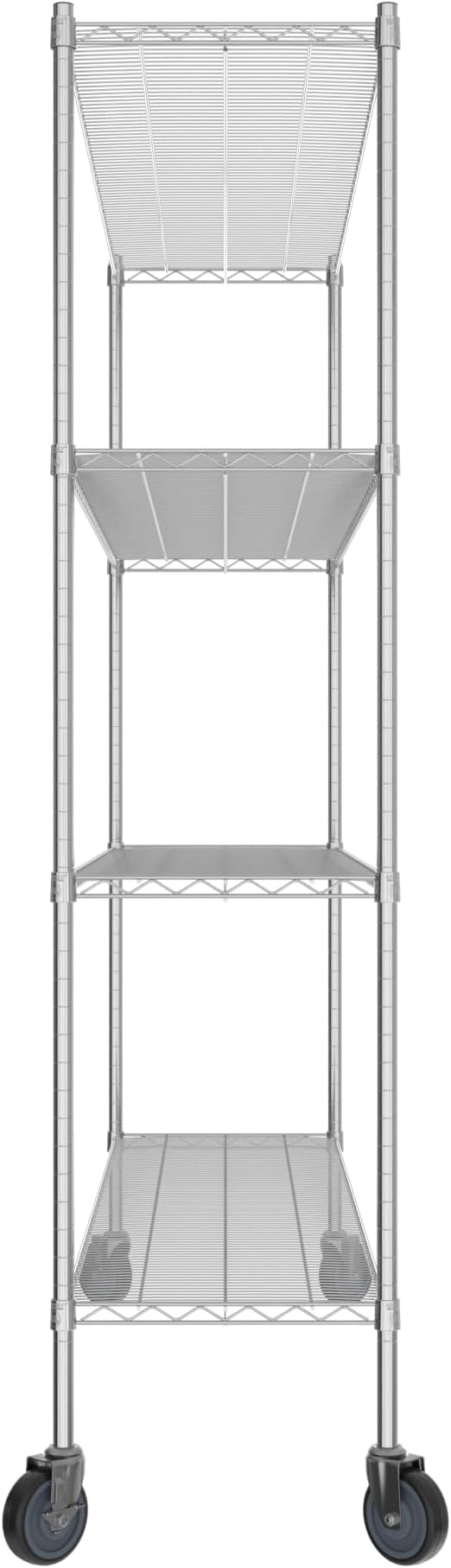 Commercial NSF Listed Chrome Mobile Wire Shelving Kit 18" x 72" x 80", with 4 Shelves Perfect for Warehouse, Walk-in Refrigerator, Freezer, Grocery Store, Restaurant, Dishroom