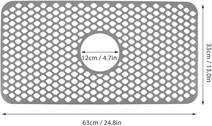 SEEK RARE Kitchen Sink Mat 24 x 13in Silicone Sink Mat Non Slip Sink Protector for Farmhouse Kitchen Grey