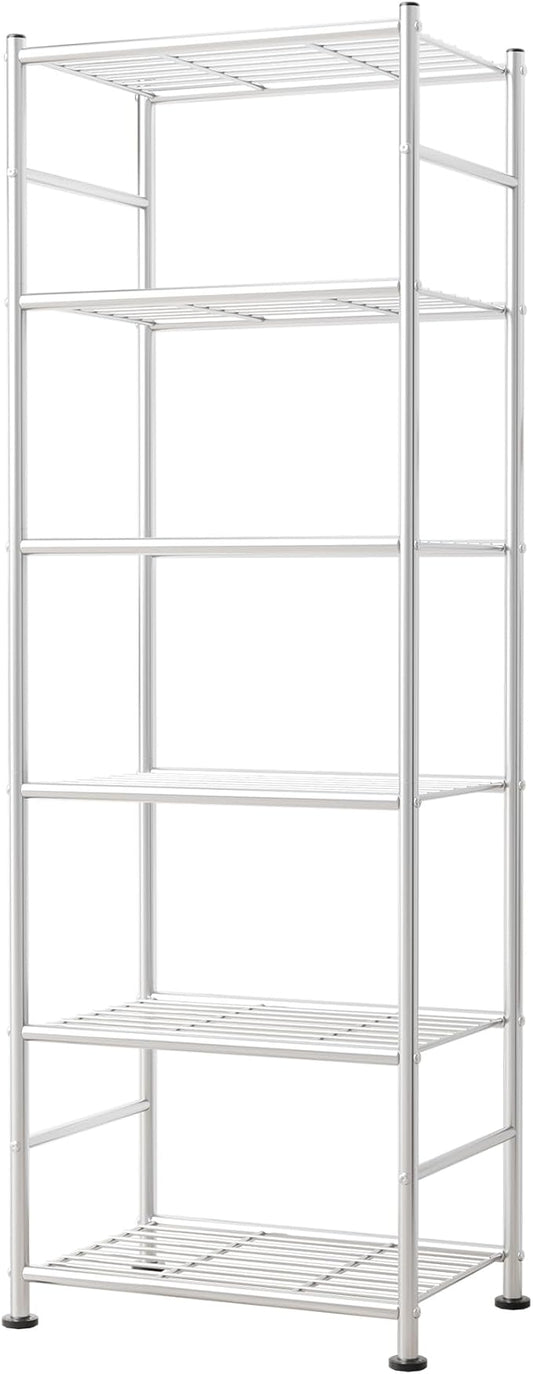 Sakugi 6-Tier Metal Storage Shelves - Slim Shelf Organizer with Reinforced Side Bars, Spacious Storage for Kitchen, Bathroom, and Laundry Room Organization, 18.2" x 12.5" x 70.1", Silver