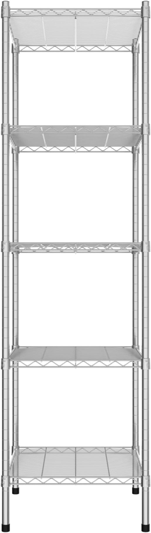 Commercial NSF Listed Chrome Stationary Wire Shelving Kit 21" x 24" x 74", with 5 Shelves Perfect for Warehouse, Walk-in Refrigerator, Freezer, Grocery Store, Restaurant, Dishroom