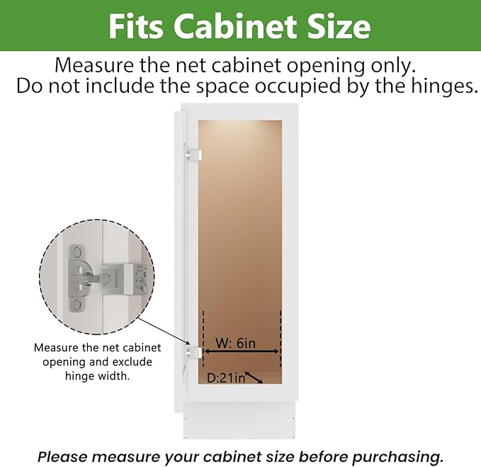 Pull Out Spice Rack Cabinet Organizer, 3 Tier Heavy Duty Slide Out Wood Shelf for Narrow Cabinet, Pull Out Storage for Kitchen (5½" W x 21½" D, 2 Tier)