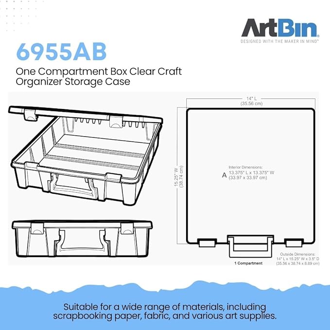 ArtBin Super Satchel 1 Compartment Box Clear Craft Organizer Storage Case
