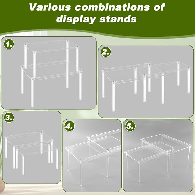 Clear Cabinet Organizer, 4 Pack Acrylic Cabinet Organizer and 1PC Acrylic Display Box, Stackable Spice Rack Organizer Shelf for Kitchen Dishes, Spices, Soda Cans and Bottles