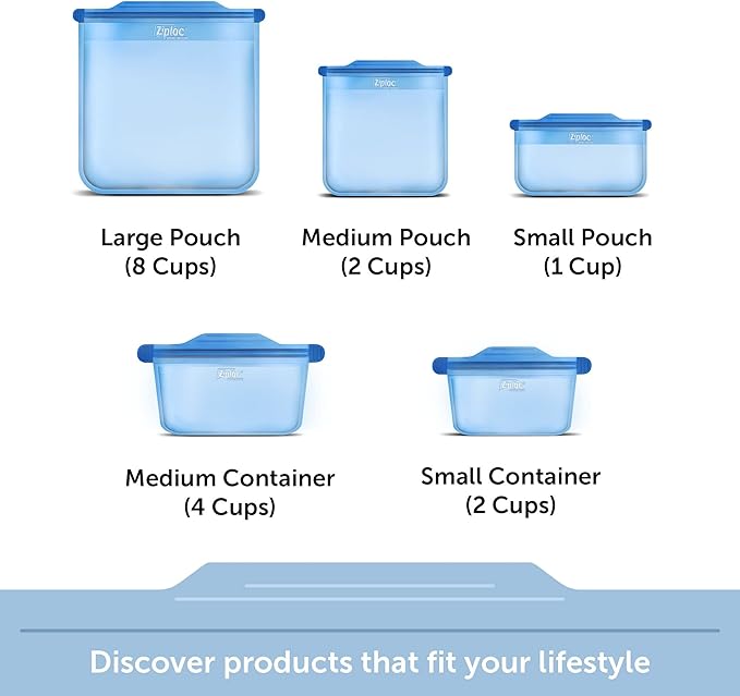 Ziploc Endurables Silicone Food Storage Meal Prep Containers, Microwave Safe and Eco-Friendly, Medium Container, 1 Count