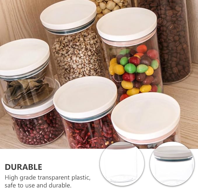 Plastic Sealed Canisters Food Storage Jars 4Pcs Set 250Ml 350Ml Plastic Containers Airtight Lids for Kitchen Pantry Storage of Cereals Beans
