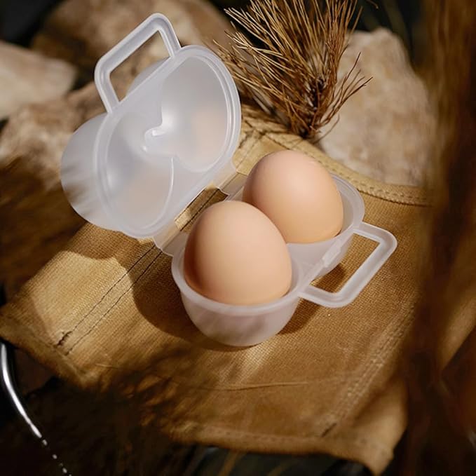 2pcs Eggs Carrier Egg Case, 2 Girds Egg Holder Container with D Buckle, Plastic Eg-g Storage Box Leakproof Shockproof, Eggs Tray for Camping Picnic Travel Outdoor Refrigerator(COLOR:Clear)