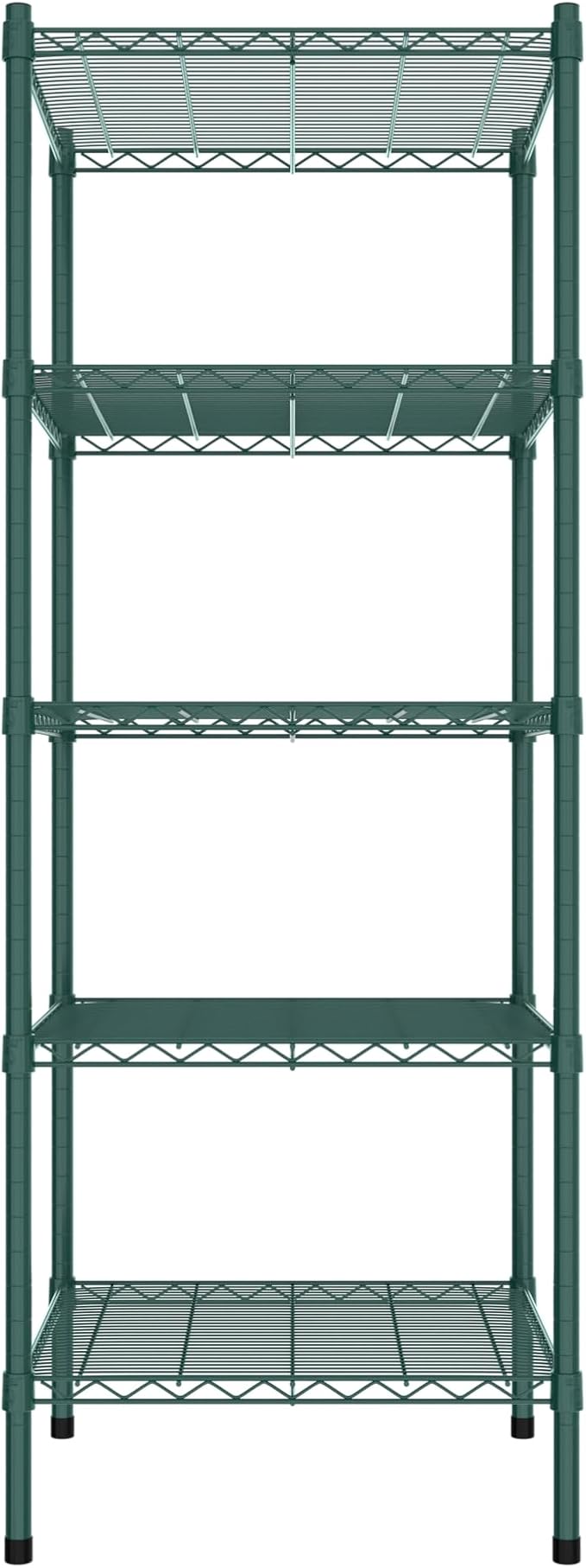 Commercial NSF Listed Green Epoxy Stationary Wire Shelving Kit 24" x 24" x 64", with 5 Shelves Perfect for Warehouse, Walk-in Refrigerator, Freezer, Grocery Store, Restaurant, Dishroom
