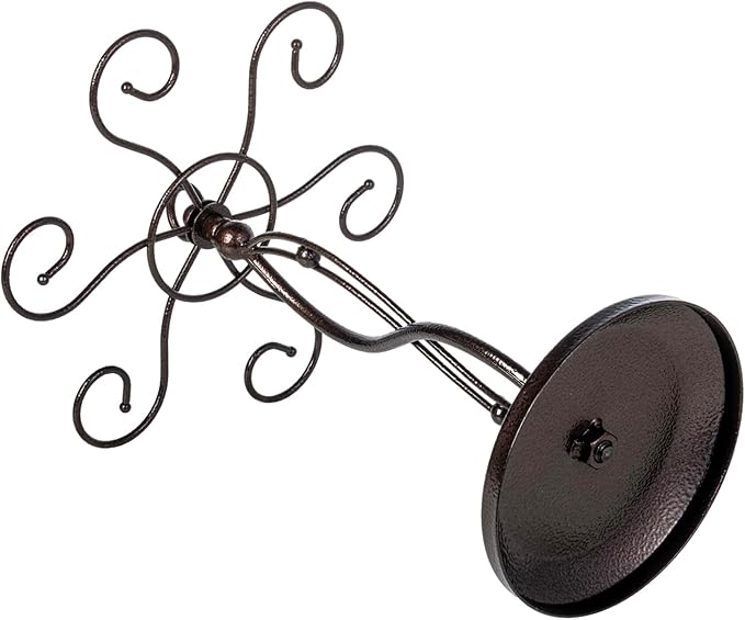 MyGift Bronze Metal Countertop Wine Glass Holder with Scrollwork Design, Freestanding Tabletop Stemware Storage Rack with 6 Hooks