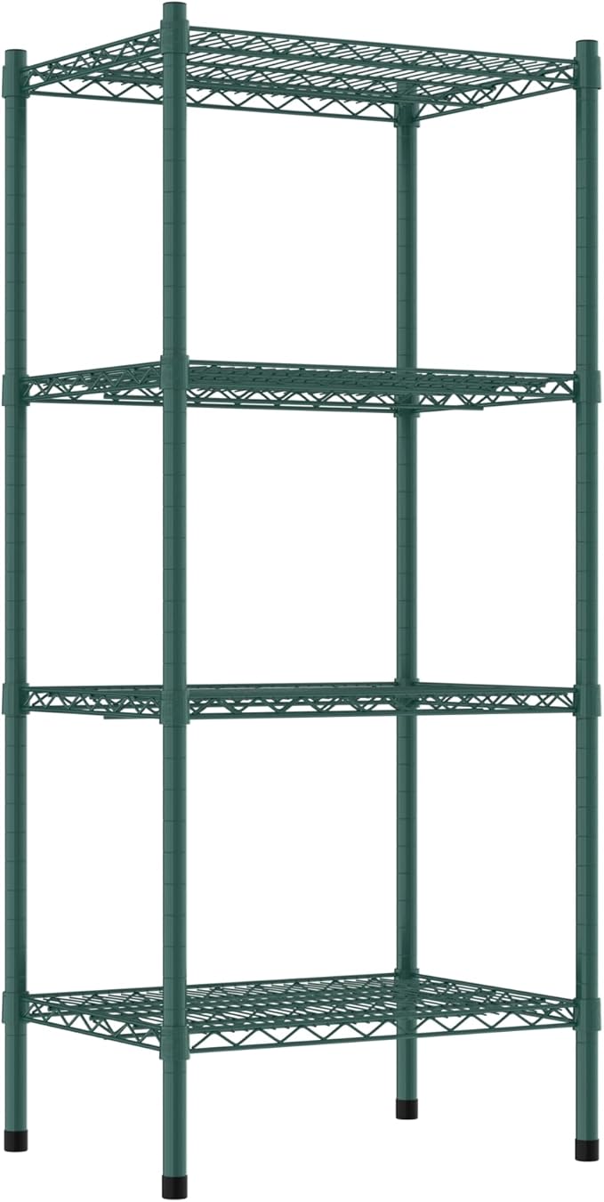 Commercial NSF Listed Green Epoxy Stationary Wire Shelving Kit 18" x 24" x 54", with 4 Shelves Perfect for Warehouse, Walk-in Refrigerator, Freezer, Grocery Store, Restaurant, Dishroom