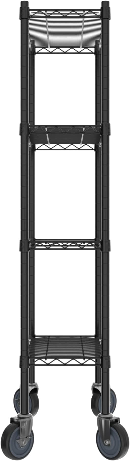 Commercial NSF Listed Black Epoxy Mobile Wire Shelving Kit 12" x 24" x 60", with 4 Shelves Perfect for Warehouse, Walk-in Refrigerator, Freezer, Grocery Store, Restaurant, Dishroom