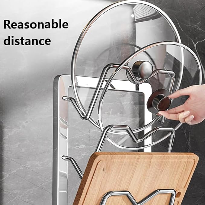 Kitchen Pot Lid Storage Rack, Pot Lid Holder With Tray, Lid Holder While Cooking, Lid And Spoon Rest, Multifunctional Kitchen Organizer Stand for Stove Top (Countertop, Single-layer)