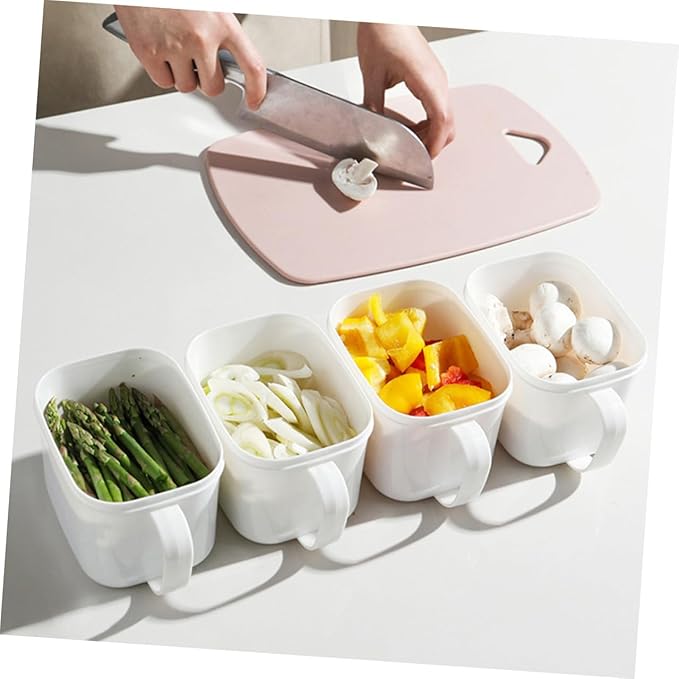Fridge Food Container and Kitchen Cereal Organizer Large Plastic Storage Can with Handle and Label, Airtight Food Storage Box for Fruits and Snacks, 2pcs Set White