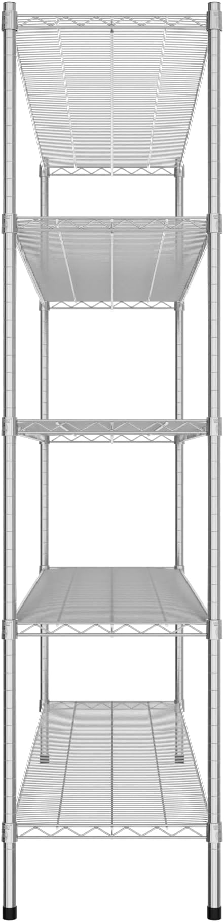 Commercial NSF Listed Chrome Stationary Wire Shelving Kit 18" x 72" x 74", with 5 Shelves Perfect for Warehouse, Walk-in Refrigerator, Freezer, Grocery Store, Restaurant, Dishroom