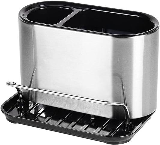 Stainless Steel Sink Caddy Sponge Holder Organizer Tidy Drains Water Dish Brush Holder for Kitchen Counter
