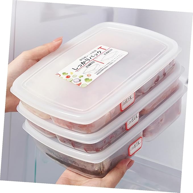 Plastic Refrigerator Organizer Bins Food Storage Container for Meat Vegetables Fruits Kitchen Storage Box with Sealed Design for Preservation and Practical for Freezer and Pantry
