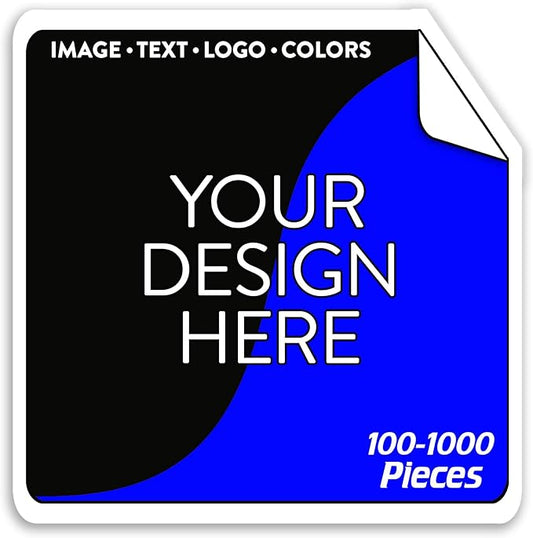 5-1000 Custom Vinyl Stickers - Upload Your own Image, Text, Design, Logo - Personalized Logo Labels for Handmade, Packaging, Bottle, Jars, Candle, Brand Stickers (White, 2x2 Square)