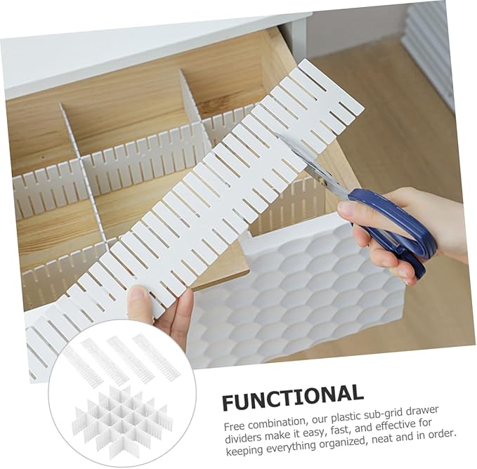 VILLCASE 12pcs Adjustable Plastic Drawer Dividers for Organizing Freely Compartments for Socks Underwear and Towels